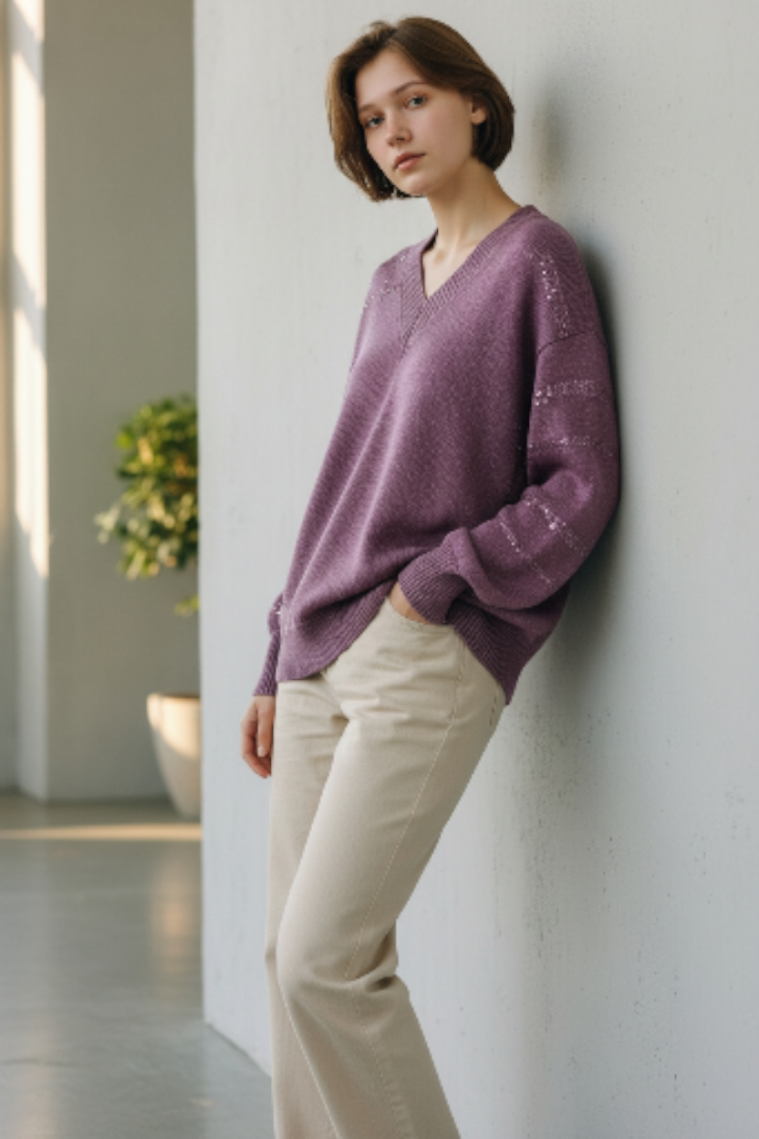 소프트 캐시미어 브이넥 니트