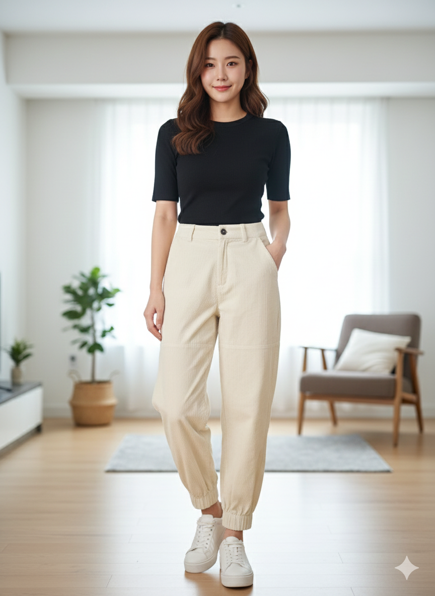 어반 코지 절개 라인 코듀로이 조거팬츠