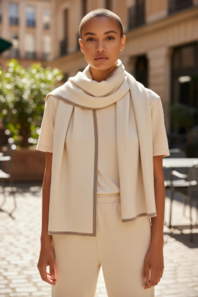 캐시미어 블렌드 투톤 리버시블 머플러 ivory