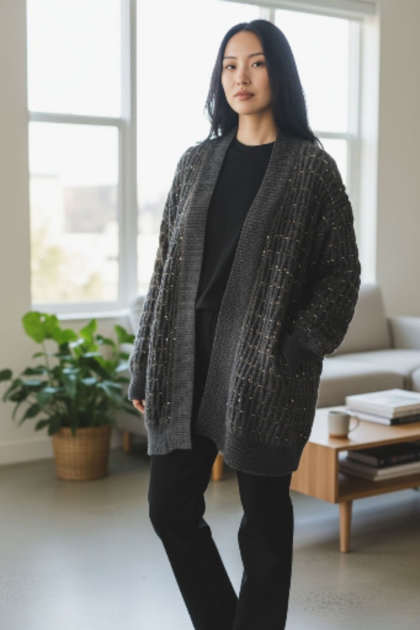 프리미엄 멜란지 루즈핏 니트 가디건